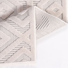 Geometric Area Rug – Machine Made Cream Polyester Rug with 200000 Stitch Density