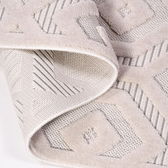 Geometric Area Rug – Machine Made Cream Polyester Rug with 200000 Stitch Density