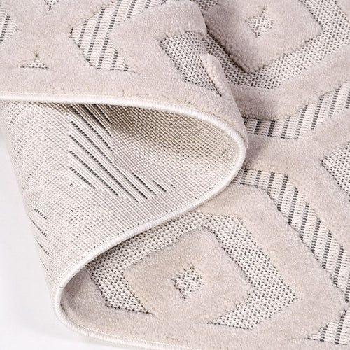 Geometric Area Rug – Machine Made Cream Polyester Rug with 200000 Stitch Density