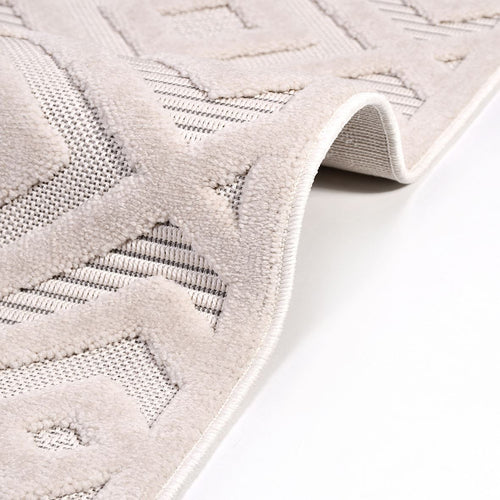 Geometric Area Rug – Machine Made Cream Polyester Rug with 200000 Stitch Density