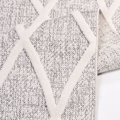 Grey Geometric Area Rug - Machine Made Rug with 8mm Pile Height | Durable Polyester Carpet