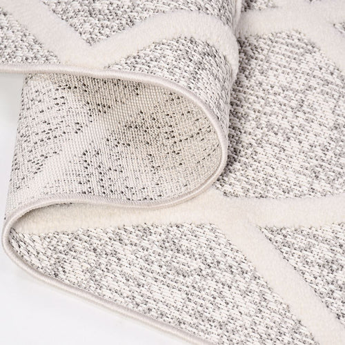 Grey Geometric Area Rug - Machine Made Rug with 8mm Pile Height | Durable Polyester Carpet