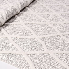 Grey Geometric Area Rug - Machine Made Rug with 8mm Pile Height | Durable Polyester Carpet