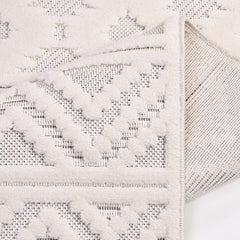 Mila Cream Striped Machine Made Area Rug