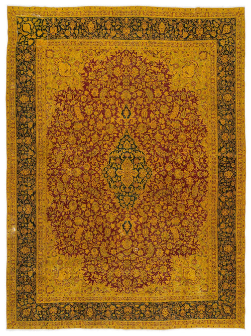 Epir Yellow Vintage Wool Handmade Area Rug 9'4" x 12'8"