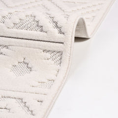 Mila Cream Striped Machine Made Area Rug