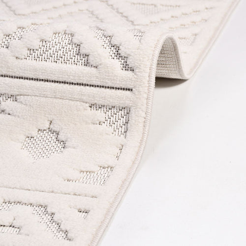 Mila Cream Striped Machine Made Area Rug