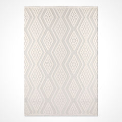 Geometric Area Rug – Machine Made Cream Polyester Floor Rug with 8mm Pile