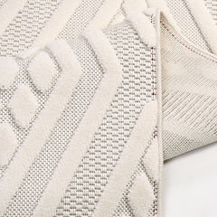 Geometric Area Rug – Machine Made Cream Polyester Floor Rug with 8mm Pile