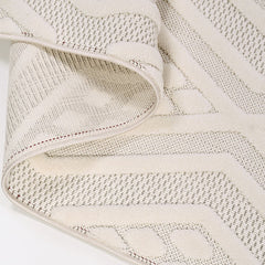 Geometric Area Rug – Machine Made Cream Polyester Floor Rug with 8mm Pile