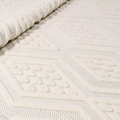 Geometric Area Rug – Machine Made Cream Polyester Floor Rug with 8mm Pile