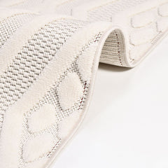 Geometric Area Rug – Machine Made Cream Polyester Floor Rug with 8mm Pile