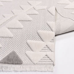 Beige Geometric Area Rug – Machine Made Polyester Rug with 8mm Pile Height