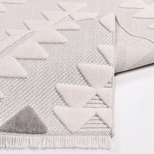 Beige Geometric Area Rug – Machine Made Polyester Rug with 8mm Pile Height