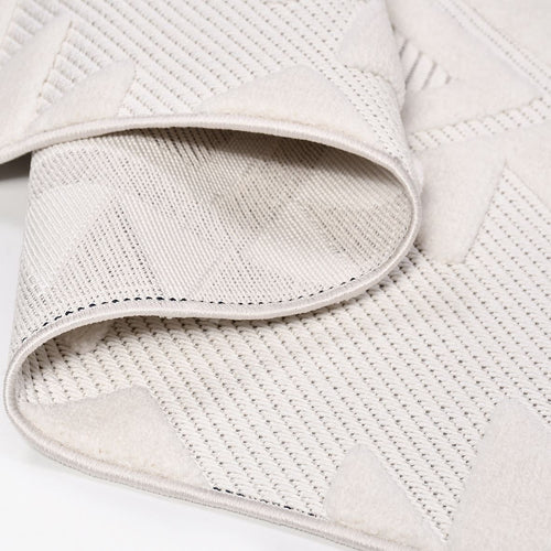 Beige Geometric Area Rug – Machine Made Polyester Rug with 8mm Pile Height