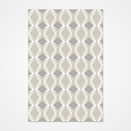 Grey Geometric Area Rug - Machine Made Durable Polyester Rug with 8mm Pile Height