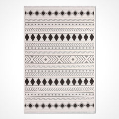 Grey Geometric Area Rug - Machine Made Rug With 8mm Pile, Durable Polyester Carpet