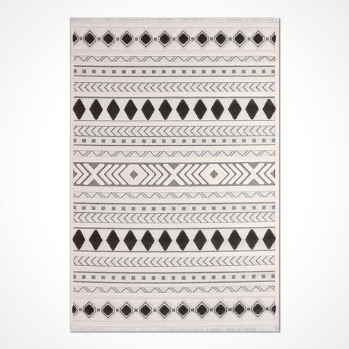 Grey Geometric Area Rug - Machine Made Rug With 8mm Pile, Durable Polyester Carpet