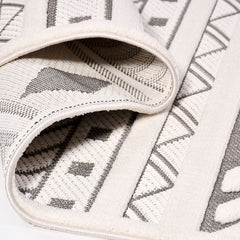 Grey Geometric Area Rug - Machine Made Rug With 8mm Pile, Durable Polyester Carpet