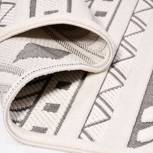 Grey Geometric Area Rug - Machine Made Rug With 8mm Pile, Durable Polyester Carpet