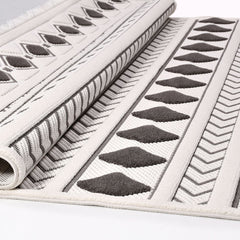 Grey Geometric Area Rug - Machine Made Rug With 8mm Pile, Durable Polyester Carpet