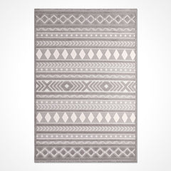 Bailey Grey Geometric Machine Made Area Rug