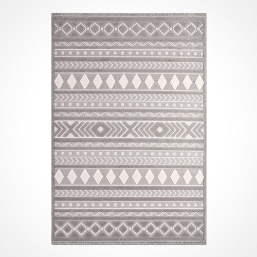 Bailey Grey Geometric Machine Made Area Rug