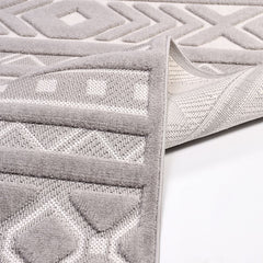 Bailey Grey Geometric Machine Made Area Rug