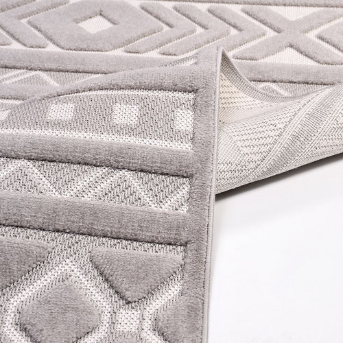 Bailey Grey Geometric Machine Made Area Rug