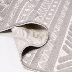 Bailey Grey Geometric Machine Made Area Rug