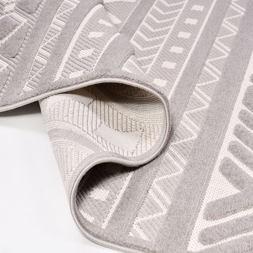 Bailey Grey Geometric Machine Made Area Rug