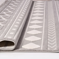 Bailey Grey Geometric Machine Made Area Rug