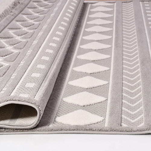 Bailey Grey Geometric Machine Made Area Rug