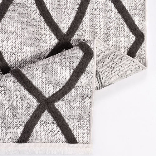 Grey Geometric Area Rug - Durable Polyester Rug with 8mm Pile | Machine Made Carpet