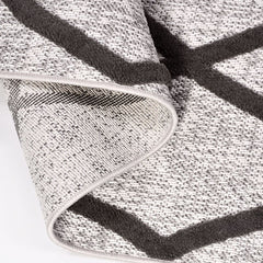 Grey Geometric Area Rug - Durable Polyester Rug with 8mm Pile | Machine Made Carpet