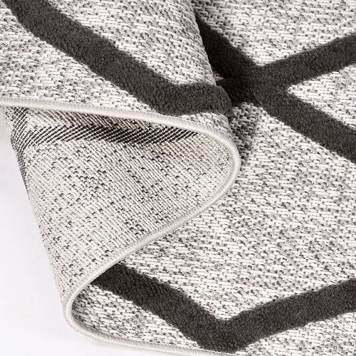 Grey Geometric Area Rug - Durable Polyester Rug with 8mm Pile | Machine Made Carpet