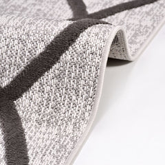 Grey Geometric Area Rug - Durable Polyester Rug with 8mm Pile | Machine Made Carpet