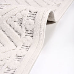 Geometric Area Rug - Machine Made Polyester Rug with 8mm Pile Height, Cream Color