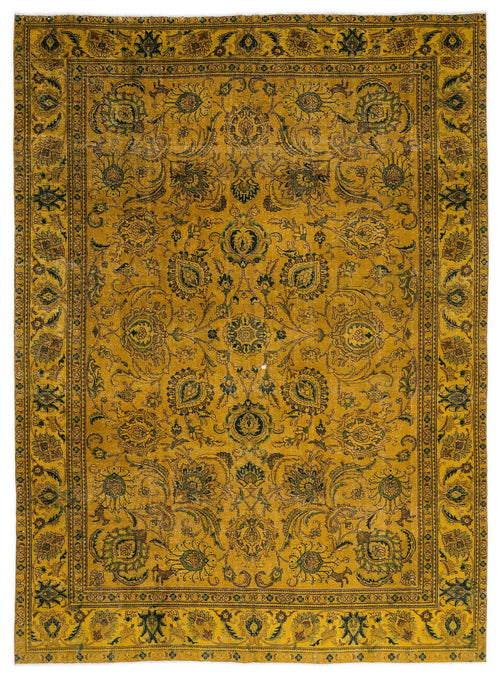 Epir Yellow Vintage Wool Handmade Area Rug 9'1" x 12'11"