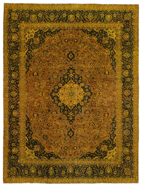 Epir Yellow Vintage Wool Handmade Area Rug 9'8" x 13'0"