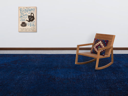 Epir Blue Vintage Wool Handmade Area Rug 9'6" x 13'5"