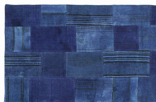 Teselya 1147 Blue Patchwork Wool Handmade Area Rug 5'3" x 7'7"