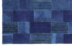 Teselya 1147 Blue Patchwork Wool Handmade Area Rug 5'3" x 7'7"