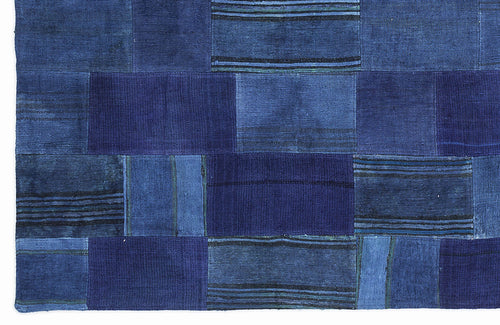 Teselya 1147 Blue Patchwork Wool Handmade Area Rug 5'3" x 7'7"