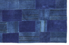 Teselya 1147 Blue Patchwork Wool Handmade Area Rug 5'3" x 7'7"