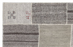 Teselya 1148 Beige Striped Wool Handmade Area Rug 5'3" x 7'7"