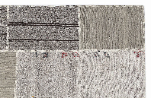 Teselya 1148 Beige Striped Wool Handmade Area Rug 5'3" x 7'7"