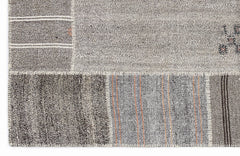 Teselya 1148 Beige Striped Wool Handmade Area Rug 5'3" x 7'7"