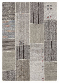 Teselya 1148 Beige Striped Wool Handmade Area Rug 5'3" x 7'7"