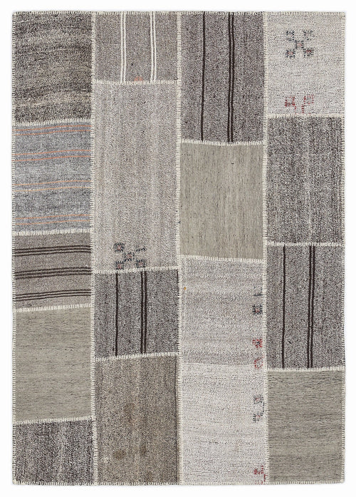 Teselya 1148 Beige Striped Wool Handmade Area Rug 5'3" x 7'7"